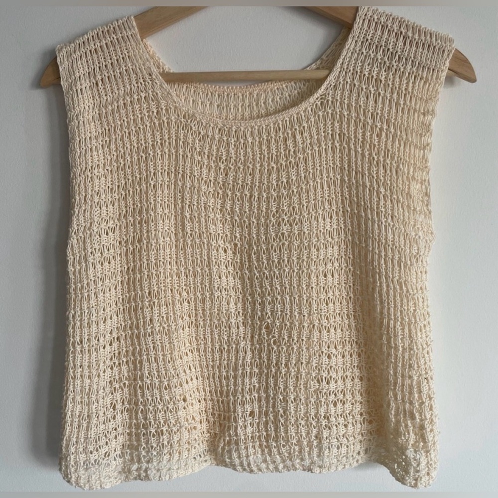 VINTAGE | Handmade Cream Crochet Tank Top
